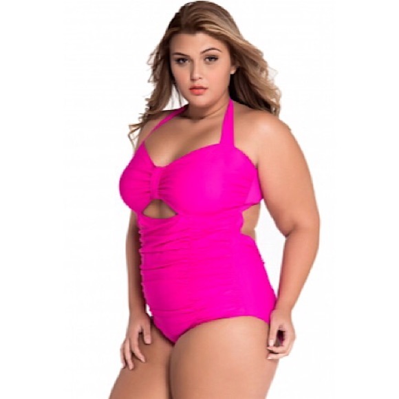 Pink One-piece Bathing suit Plus Size XL - 4XL - Picture 1 of 3